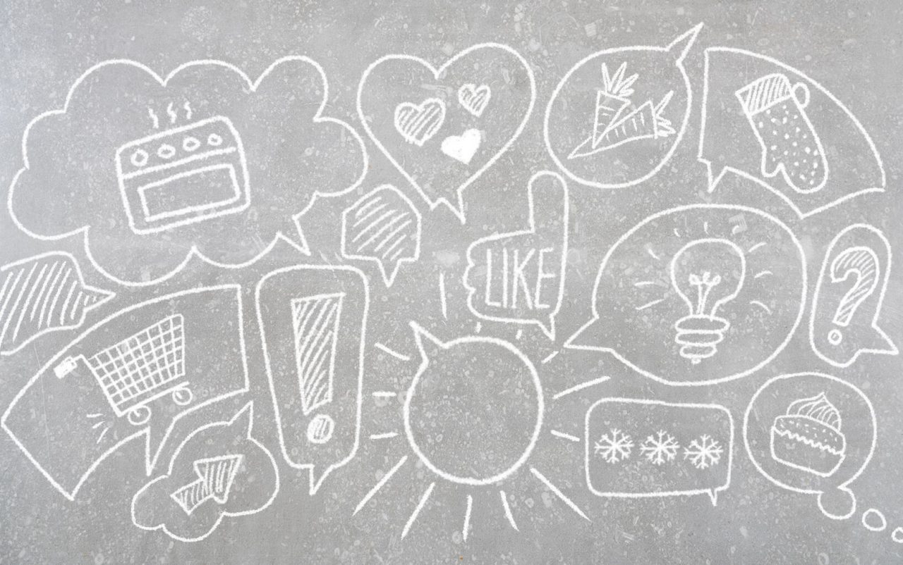 Kreidezeichnungen von Symbolen 