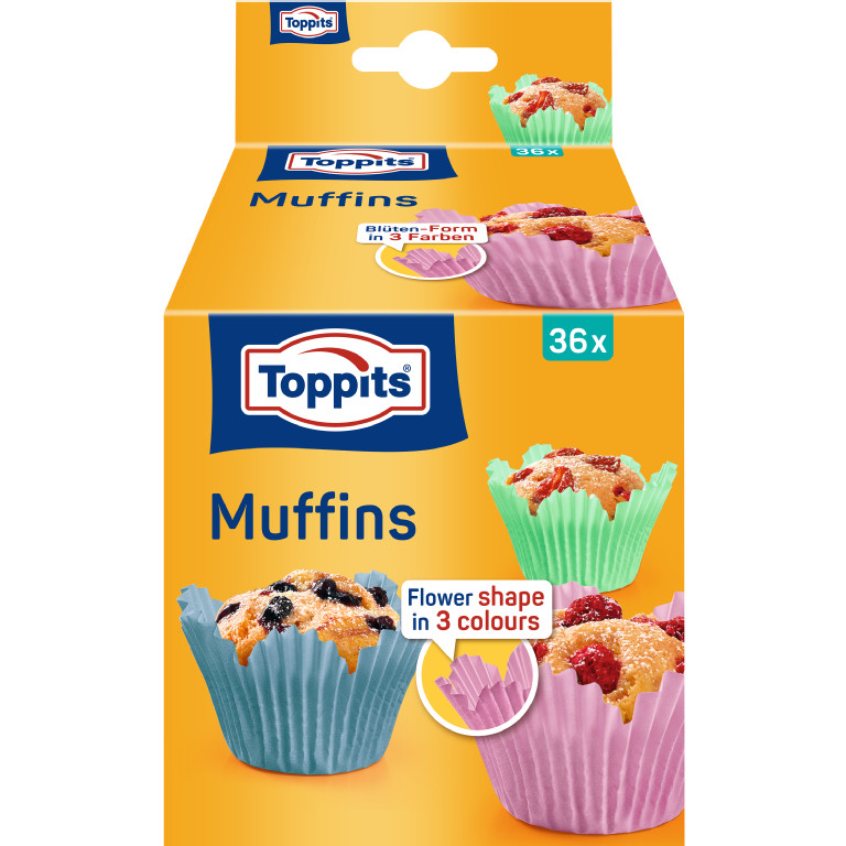 Toppits, Flower Muffin Cups, Packaging Relaunch 2025/26, Packshot, DE, AT, CH, BE, SE, DK, GS1