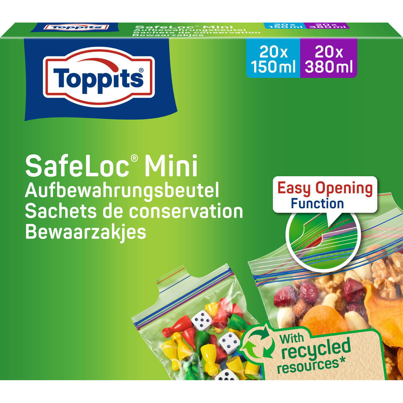 Vorderseite der Verpackung der SafeLoc Mini Beutel