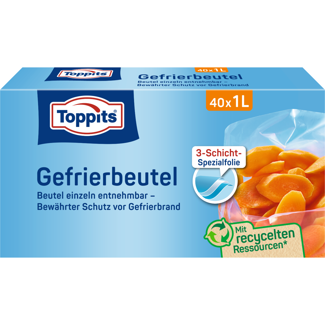 Toppits Gefrierbeutel 40x1L Verpackung Vorderseite