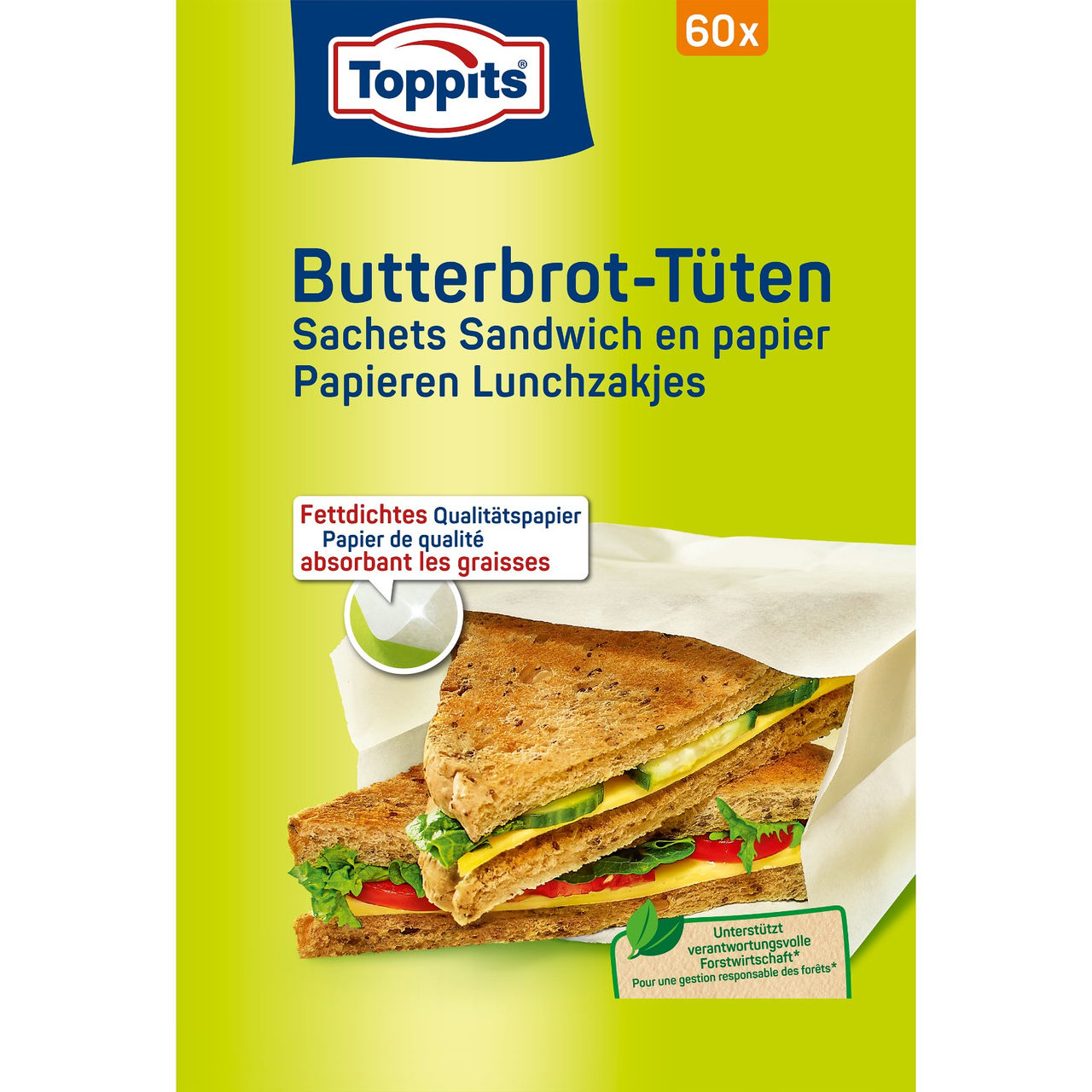 Vorderseite der Verpackung Toppits Butterbrot-Tüten