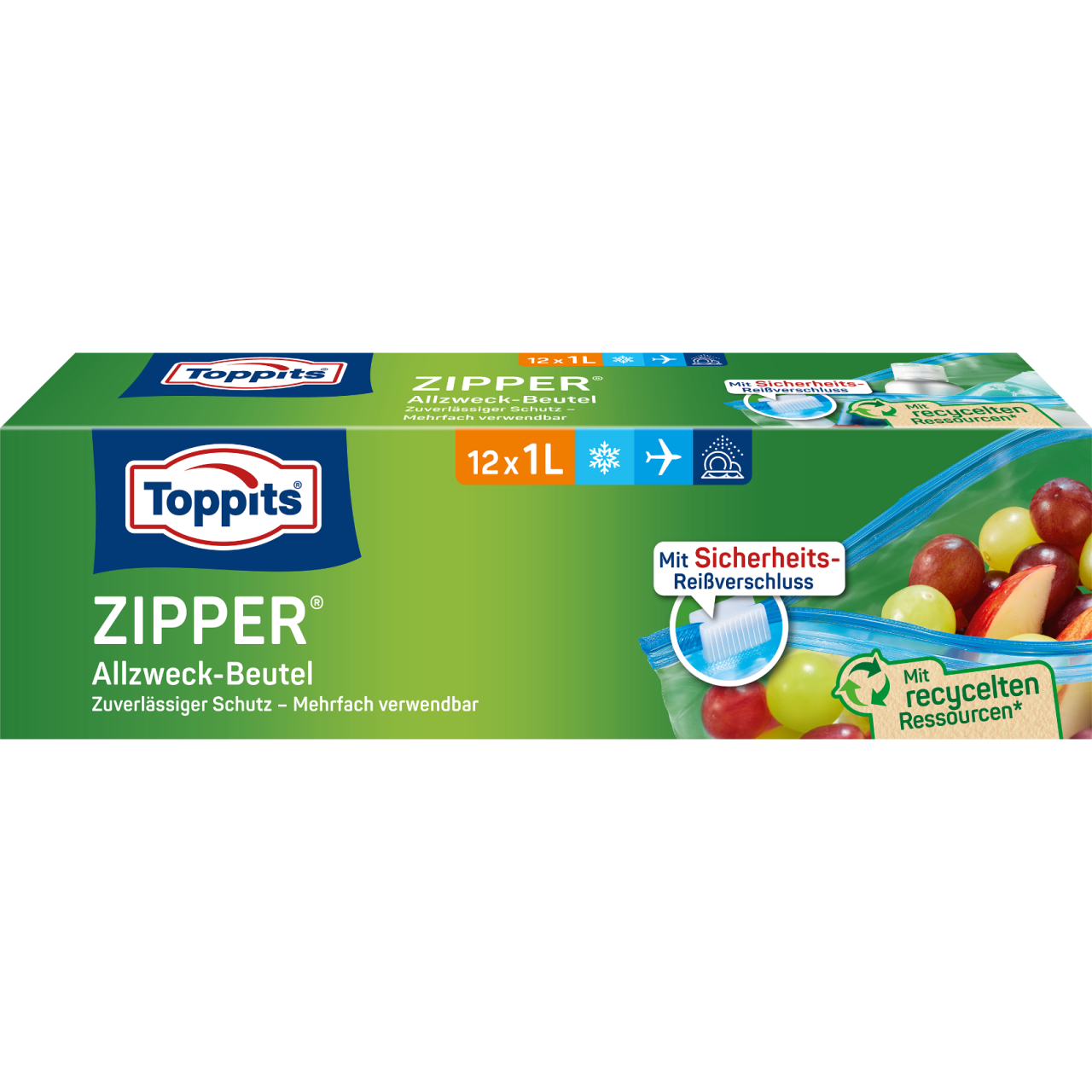 Vorderseite der Verpackung Toppits Zipper Beutel 1L