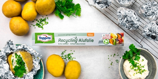 Toppits® Recycling Alufolie Doppelkraftwaben mit easy-cut System